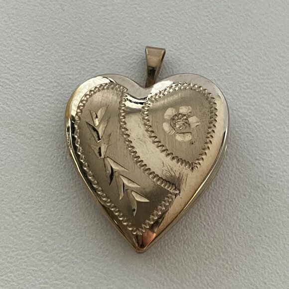 14 k Gold Fill Vintage Heart Locket Pendant - Picture 1 of 8